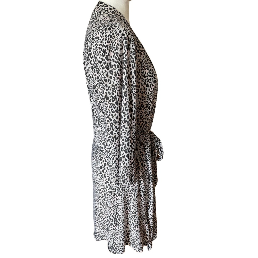 René Rofé Leopard Print Robe L Belted Lounge Soft Jersey Knit 3/4 Sleeve 34” - Picture 6 of 9